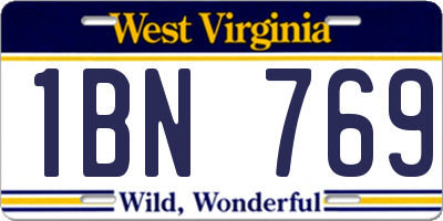WV license plate 1BN769