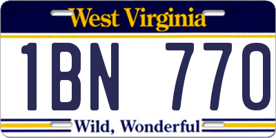 WV license plate 1BN770