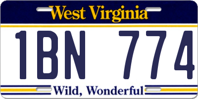 WV license plate 1BN774