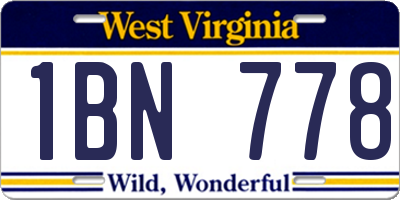 WV license plate 1BN778