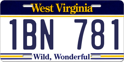 WV license plate 1BN781