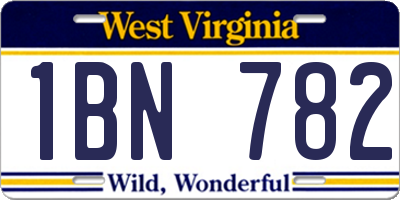 WV license plate 1BN782