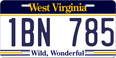 WV license plate 1BN785