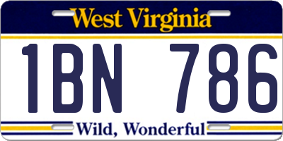 WV license plate 1BN786