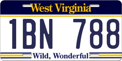 WV license plate 1BN788
