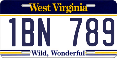 WV license plate 1BN789
