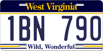 WV license plate 1BN790