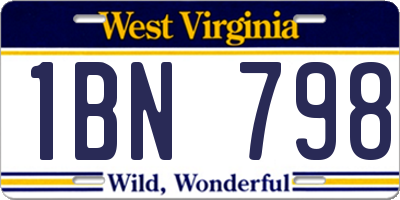 WV license plate 1BN798