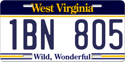 WV license plate 1BN805