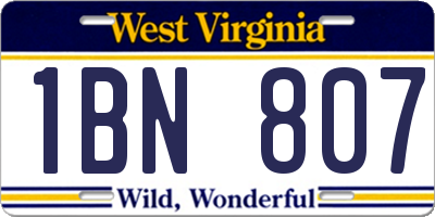 WV license plate 1BN807