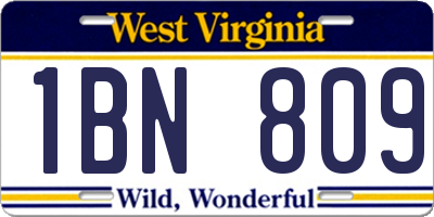 WV license plate 1BN809
