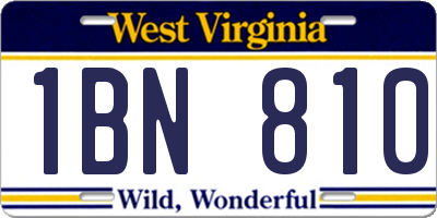 WV license plate 1BN810
