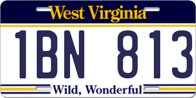 WV license plate 1BN813
