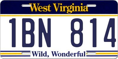 WV license plate 1BN814