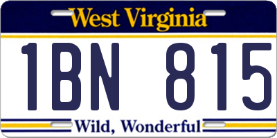 WV license plate 1BN815