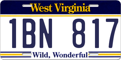 WV license plate 1BN817