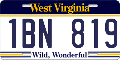 WV license plate 1BN819