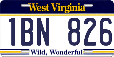 WV license plate 1BN826