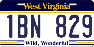WV license plate 1BN829