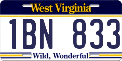 WV license plate 1BN833