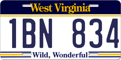 WV license plate 1BN834