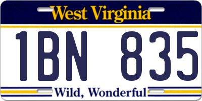 WV license plate 1BN835