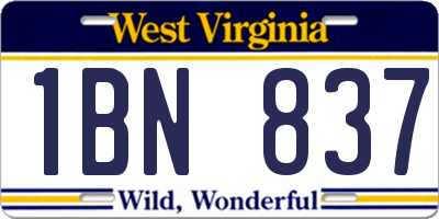 WV license plate 1BN837