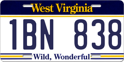 WV license plate 1BN838