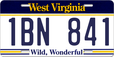 WV license plate 1BN841