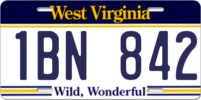 WV license plate 1BN842