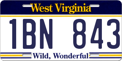 WV license plate 1BN843