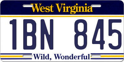 WV license plate 1BN845