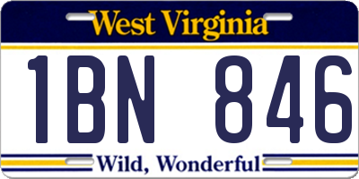 WV license plate 1BN846