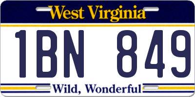 WV license plate 1BN849