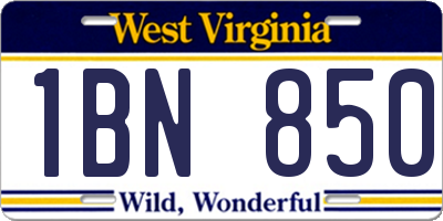 WV license plate 1BN850