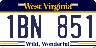 WV license plate 1BN851