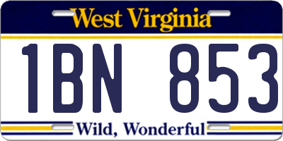 WV license plate 1BN853