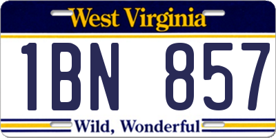 WV license plate 1BN857