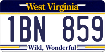 WV license plate 1BN859