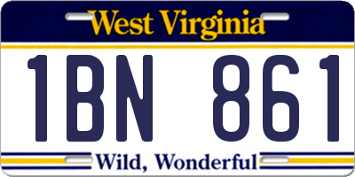 WV license plate 1BN861