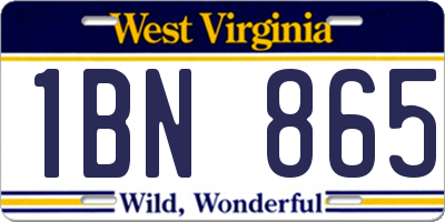 WV license plate 1BN865