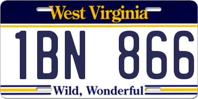 WV license plate 1BN866