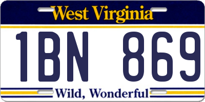 WV license plate 1BN869
