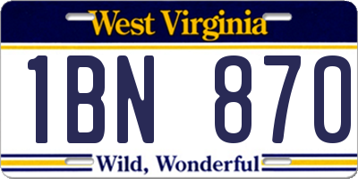 WV license plate 1BN870