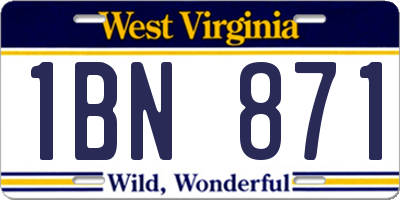 WV license plate 1BN871