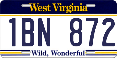 WV license plate 1BN872