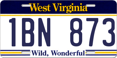 WV license plate 1BN873