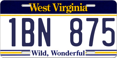 WV license plate 1BN875