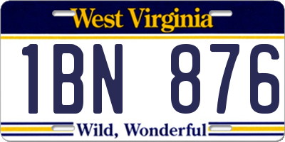 WV license plate 1BN876