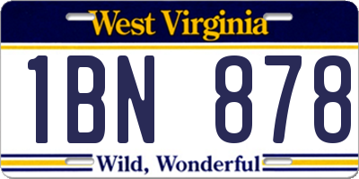 WV license plate 1BN878
